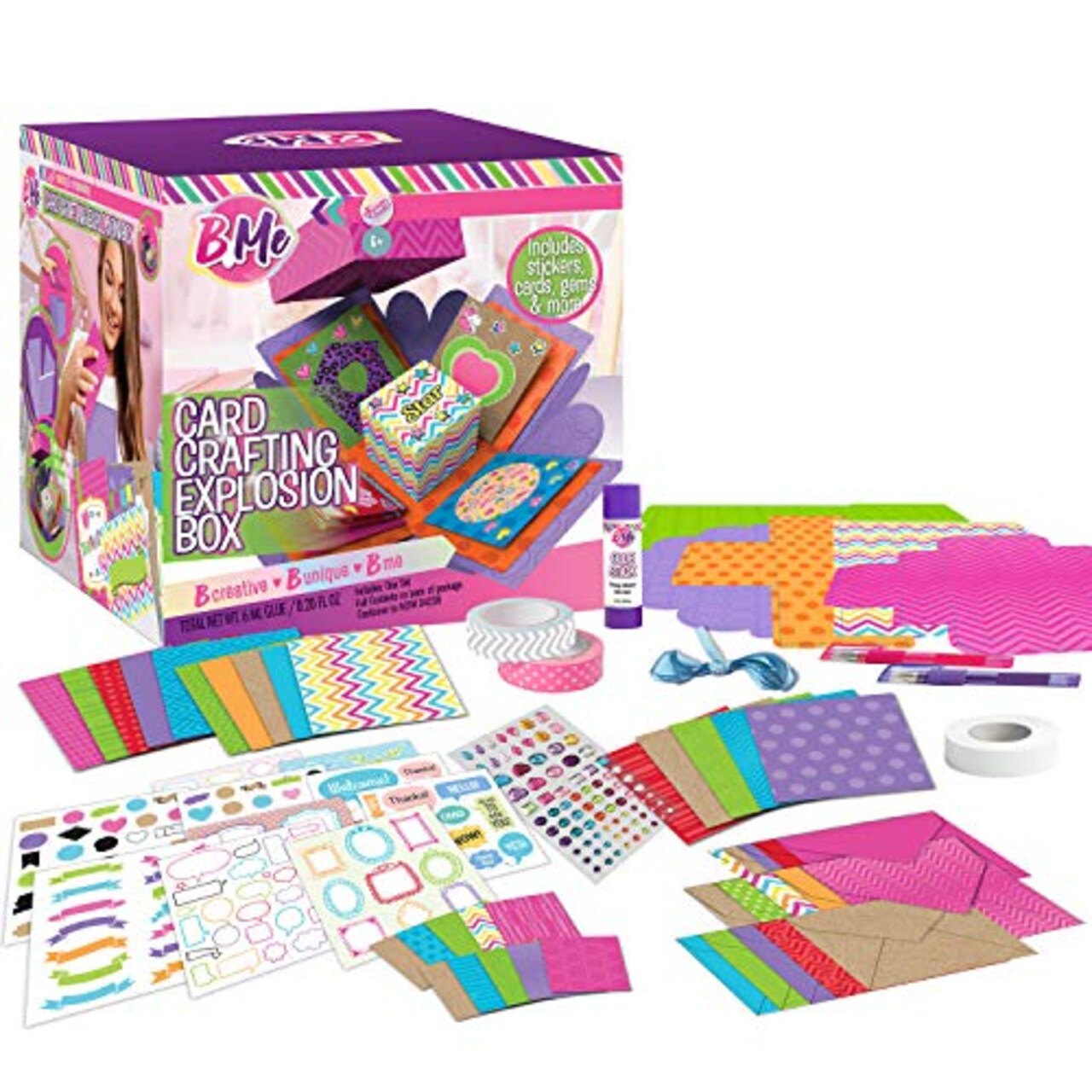 Card Making Kit for Kids Arts and Crafts Box DIY Holiday Birthday Cards Stationary Set Jel Pens Sticker Sheets Gems Envelope Ribbon Tape Crafts Age 6 Michaels